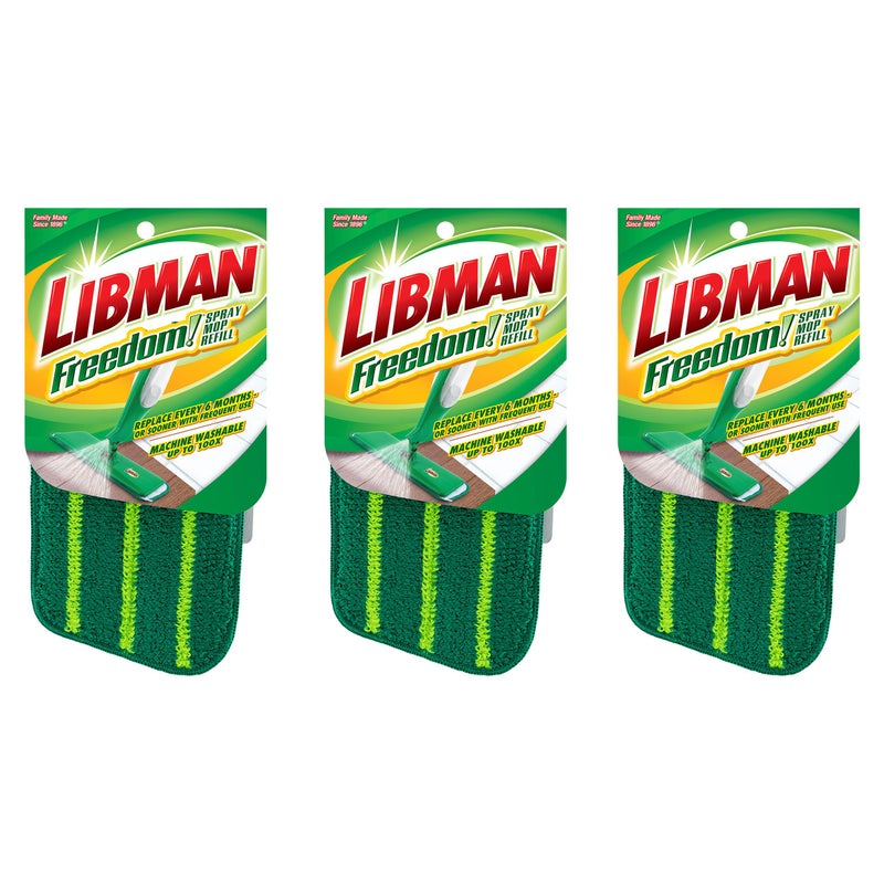Libman Commercial Libman Freedom Spray Mop Refill | Microfiber Mop | Household Essentials | Hardwood Floor Cleaner | Wall Mop | Cleaning Supplies | Floor Mop | Three Replacement Heads - Image 1